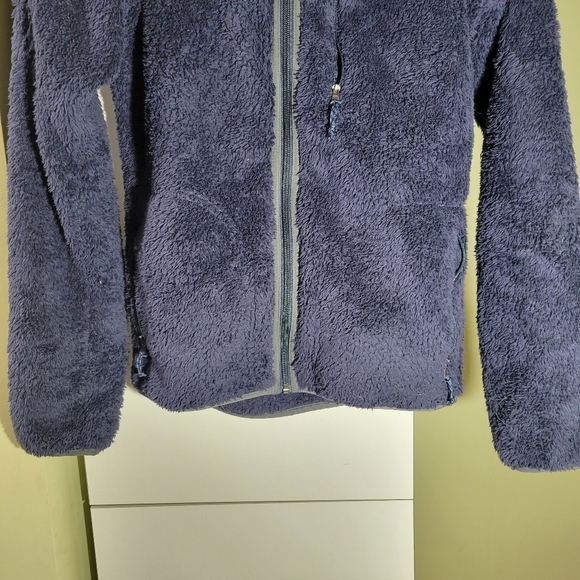 Patagonia hooded full sherpa zip up jacket  sweater navy blue XS - Picture 3 of 8